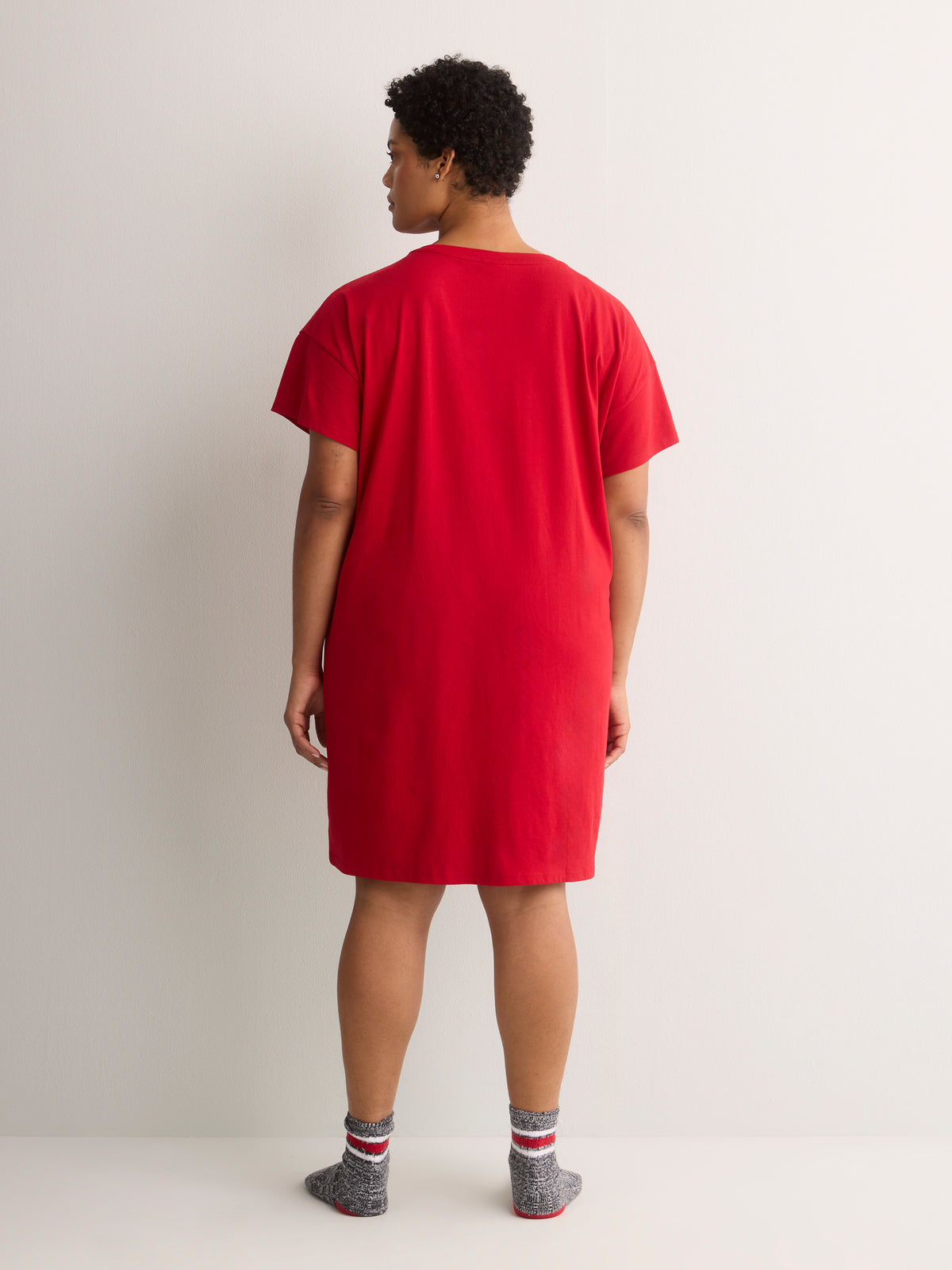 Red Snoopy Cotton Knit Sleepshirt - tiVOGLIO
