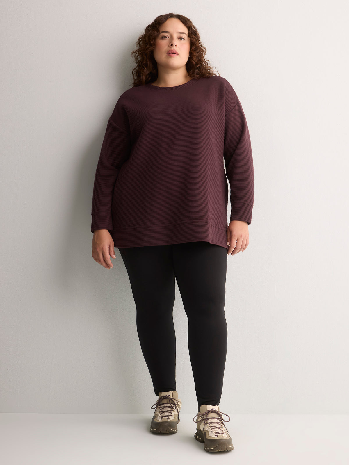 Ottoman Wide Crew Neck Tunic Top - Active Zone