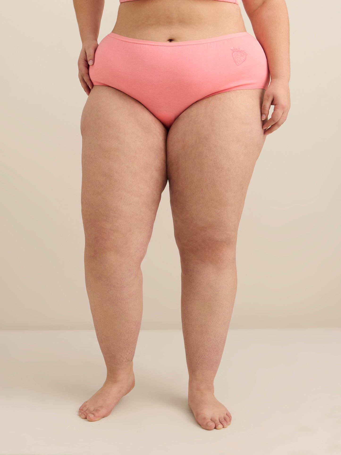 Pink Cotton Full Brief with Strawberry Placement Print - ti Voglio