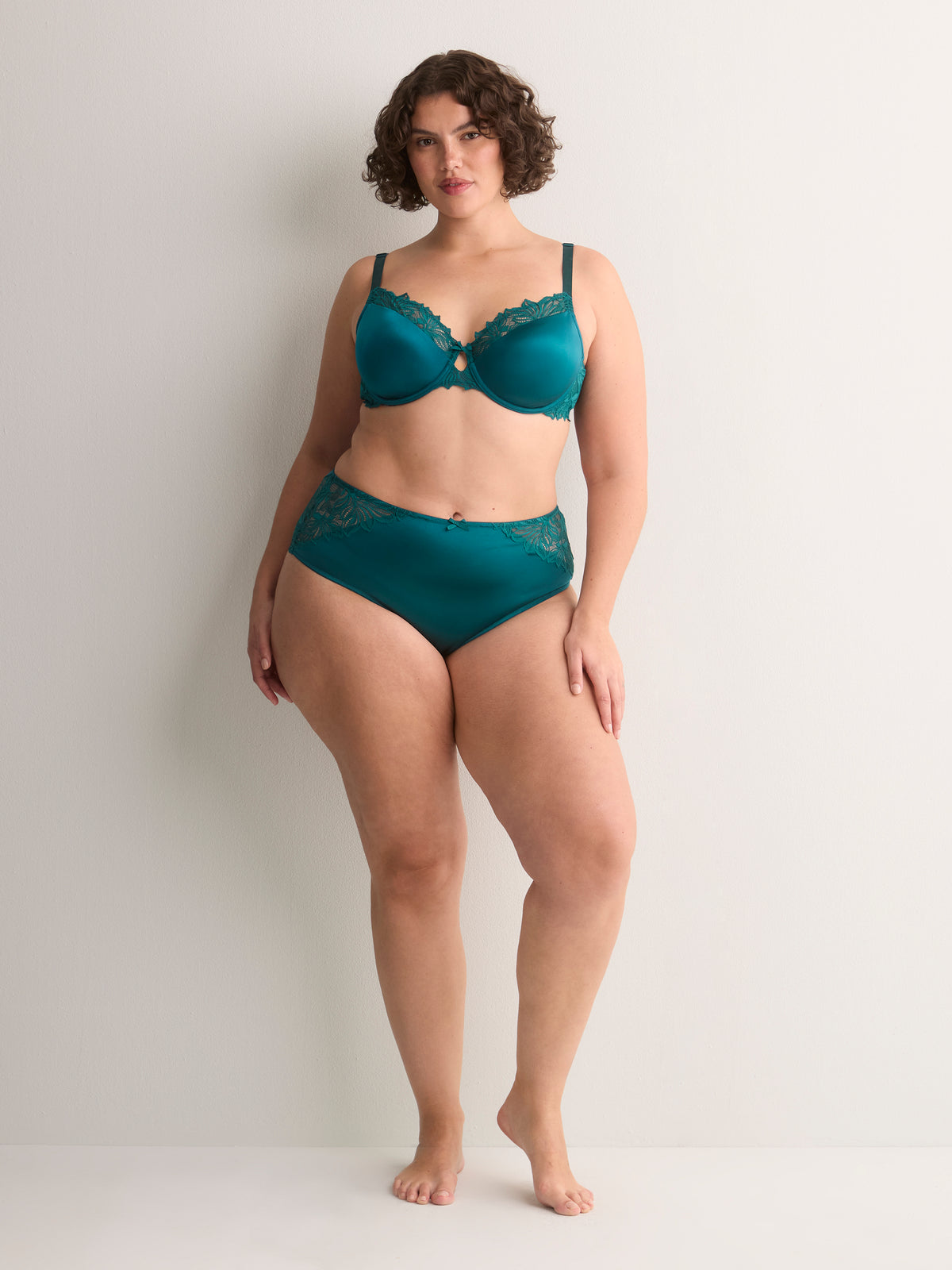 Green Cheeky Brief with Lace Inserts - Déesse Collection