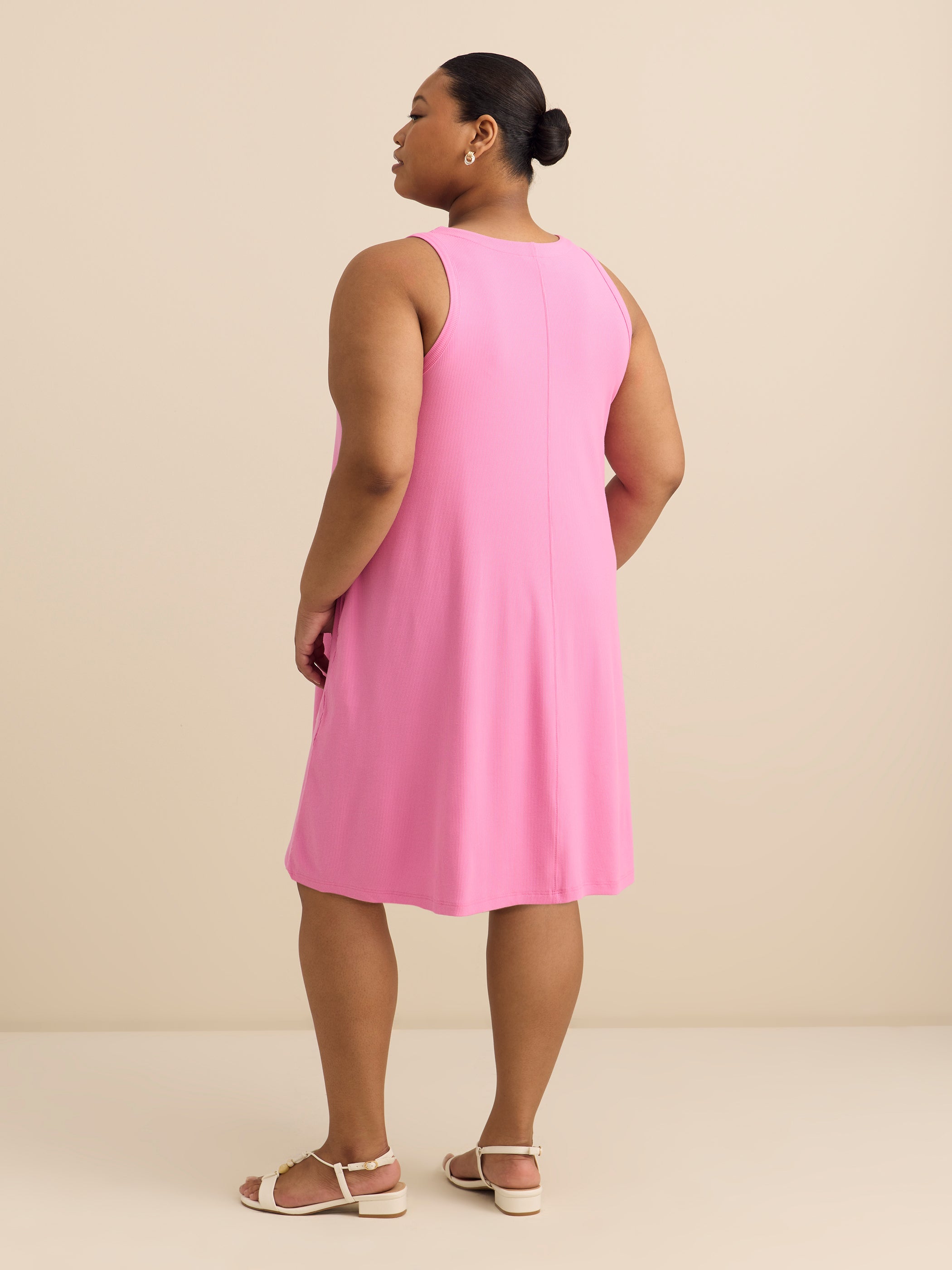 Responsible Ribbed Sleeveless Halter Swing Dress with Pockets
