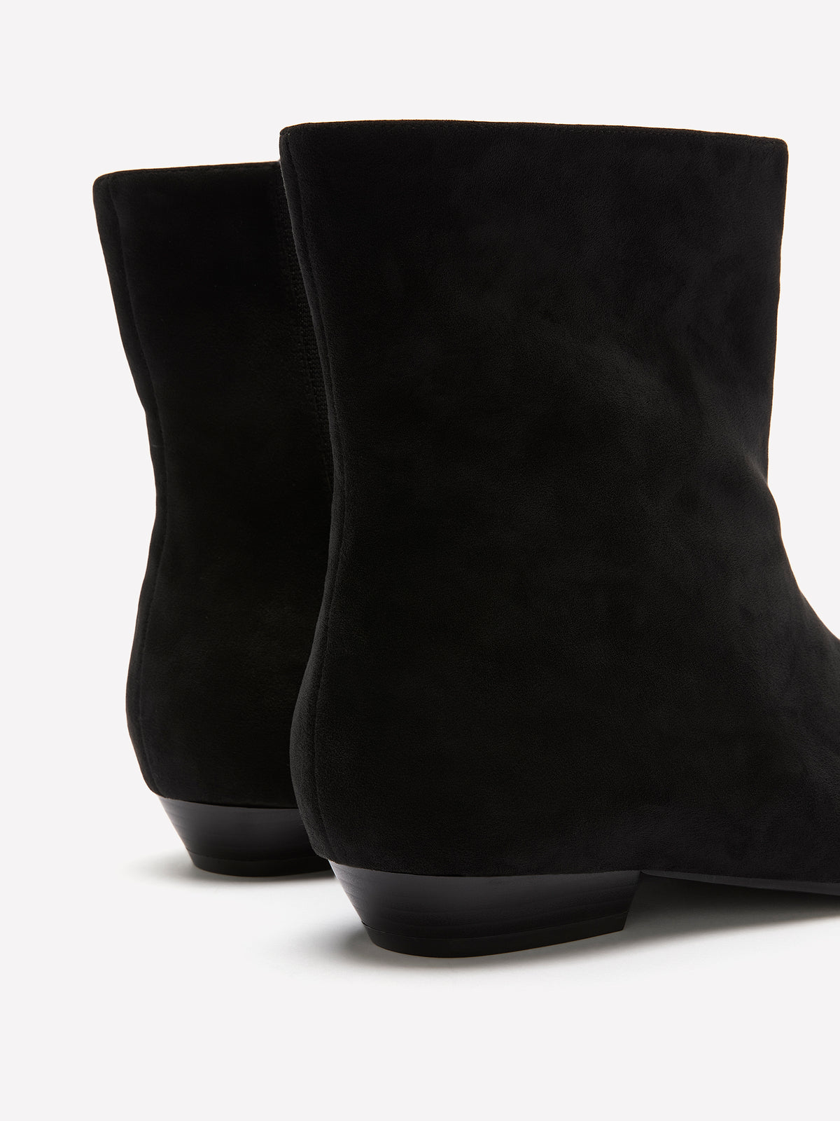 Extra Wide Width, Black Microsuede Square-Toe Low-Heel Bootie
