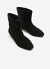 Extra Wide Width, Black Microsuede Square-Toe Low-Heel Bootie
