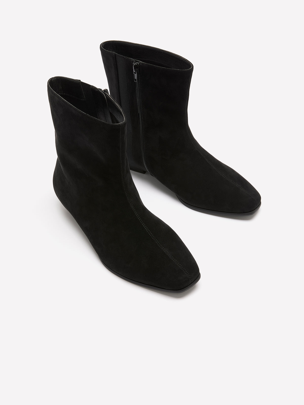 Extra Wide Width, Black Microsuede Square-Toe Low-Heel Bootie