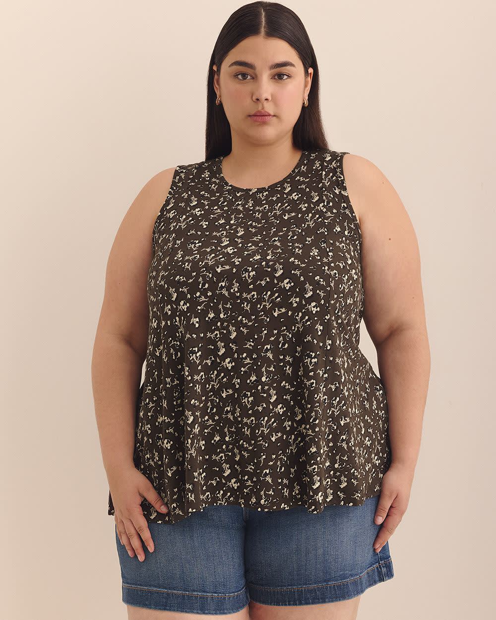 Printed Scoopneck Swing Cami with Princess Seams