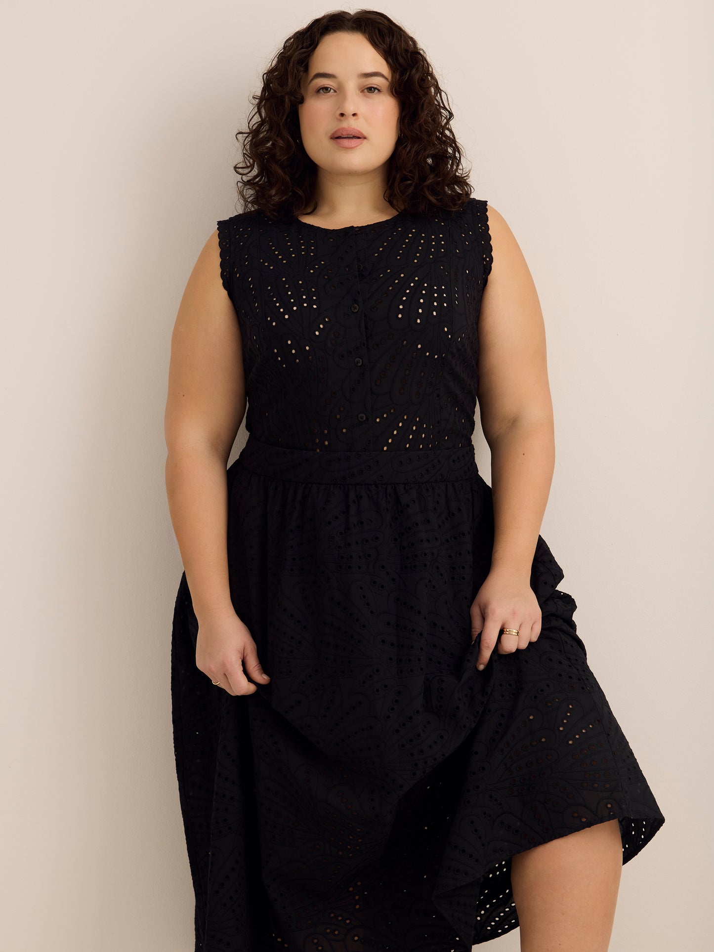 Embroidered Cotton Midi Skirt