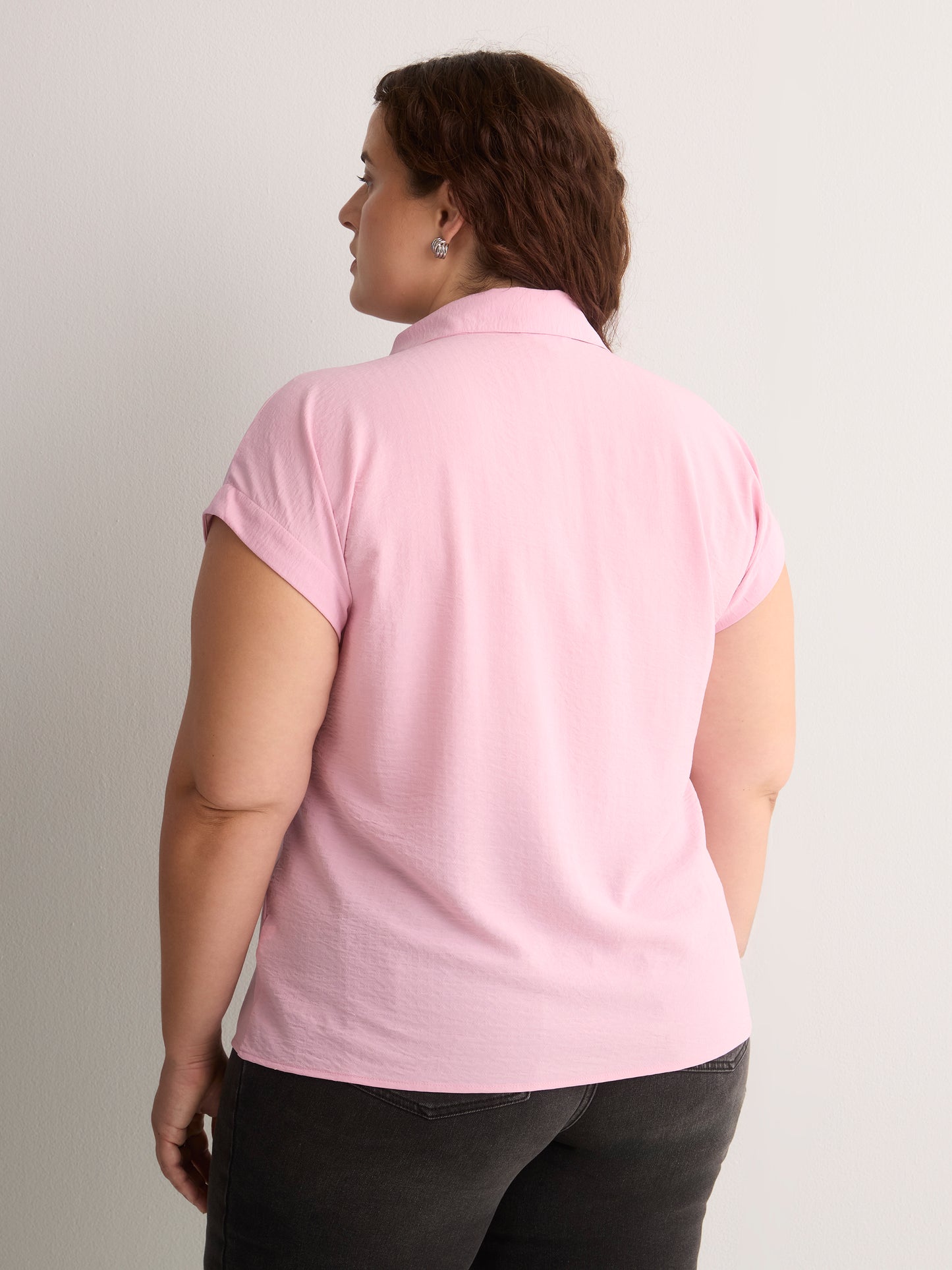 Knotted Buttoned-Down Blouse