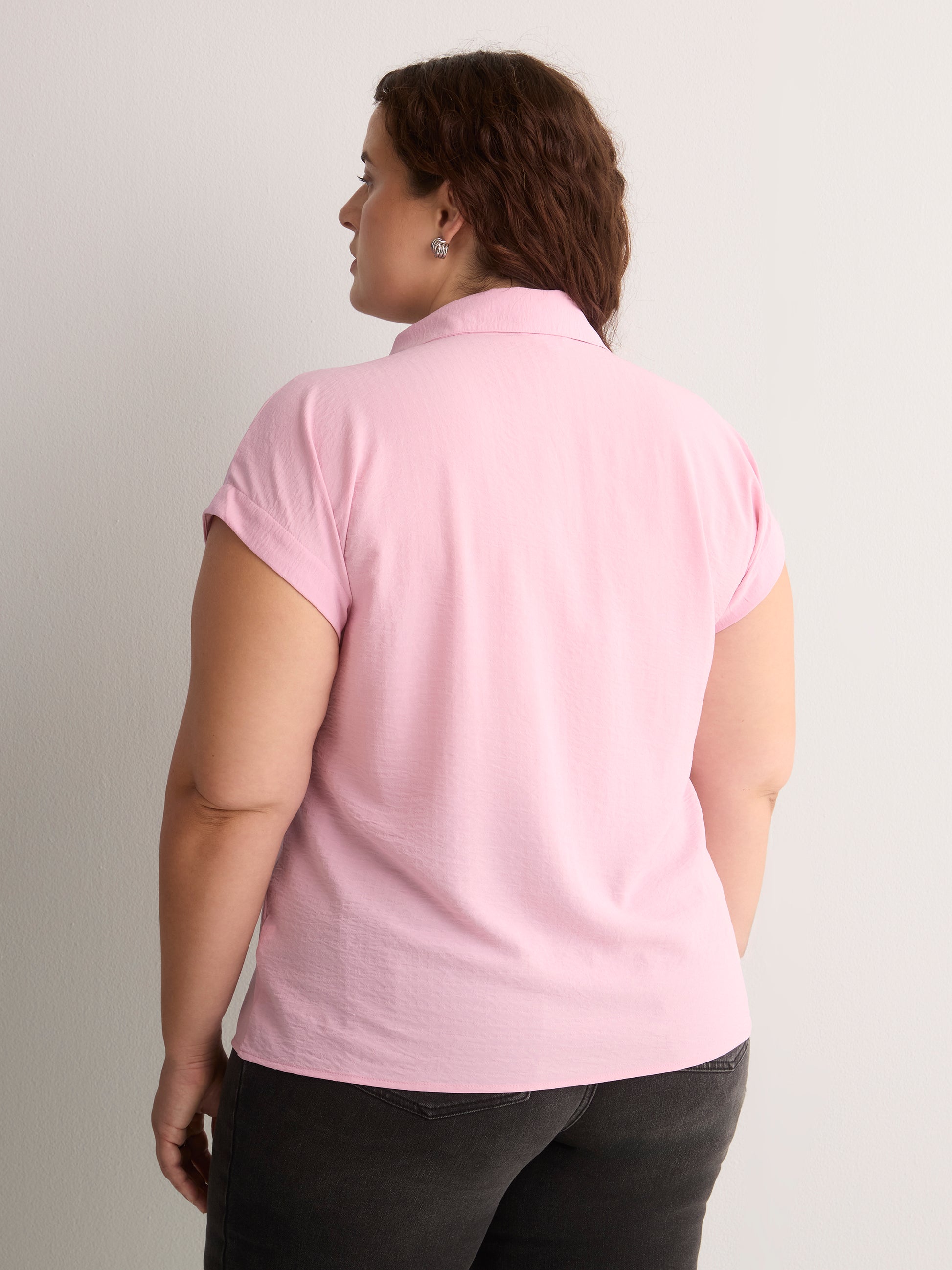Knotted Buttoned-Down Blouse