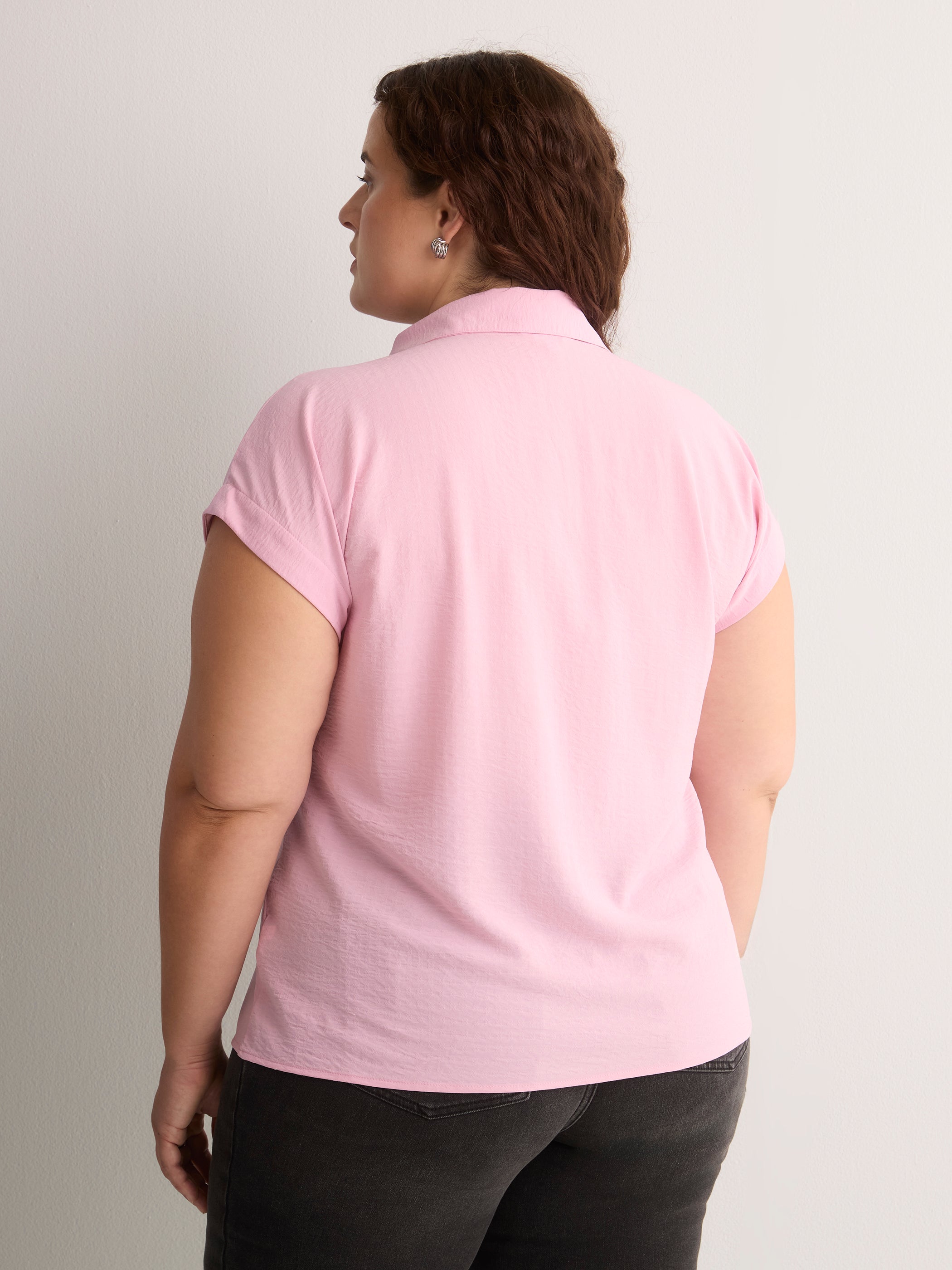 Knotted Buttoned-Down Blouse