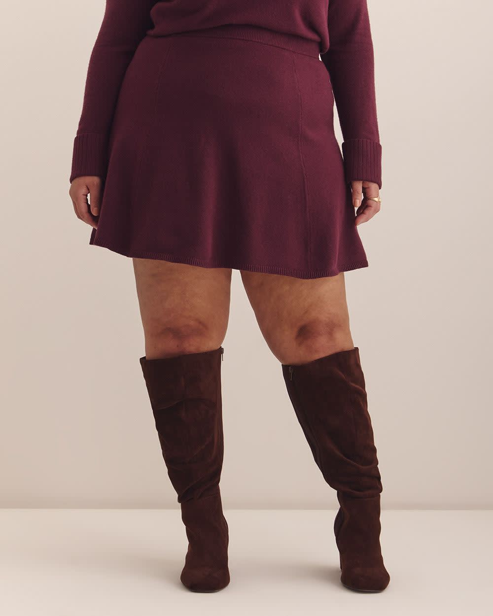Responsible, Burgundy A-Line Sweater Short Skirt - Addition Elle