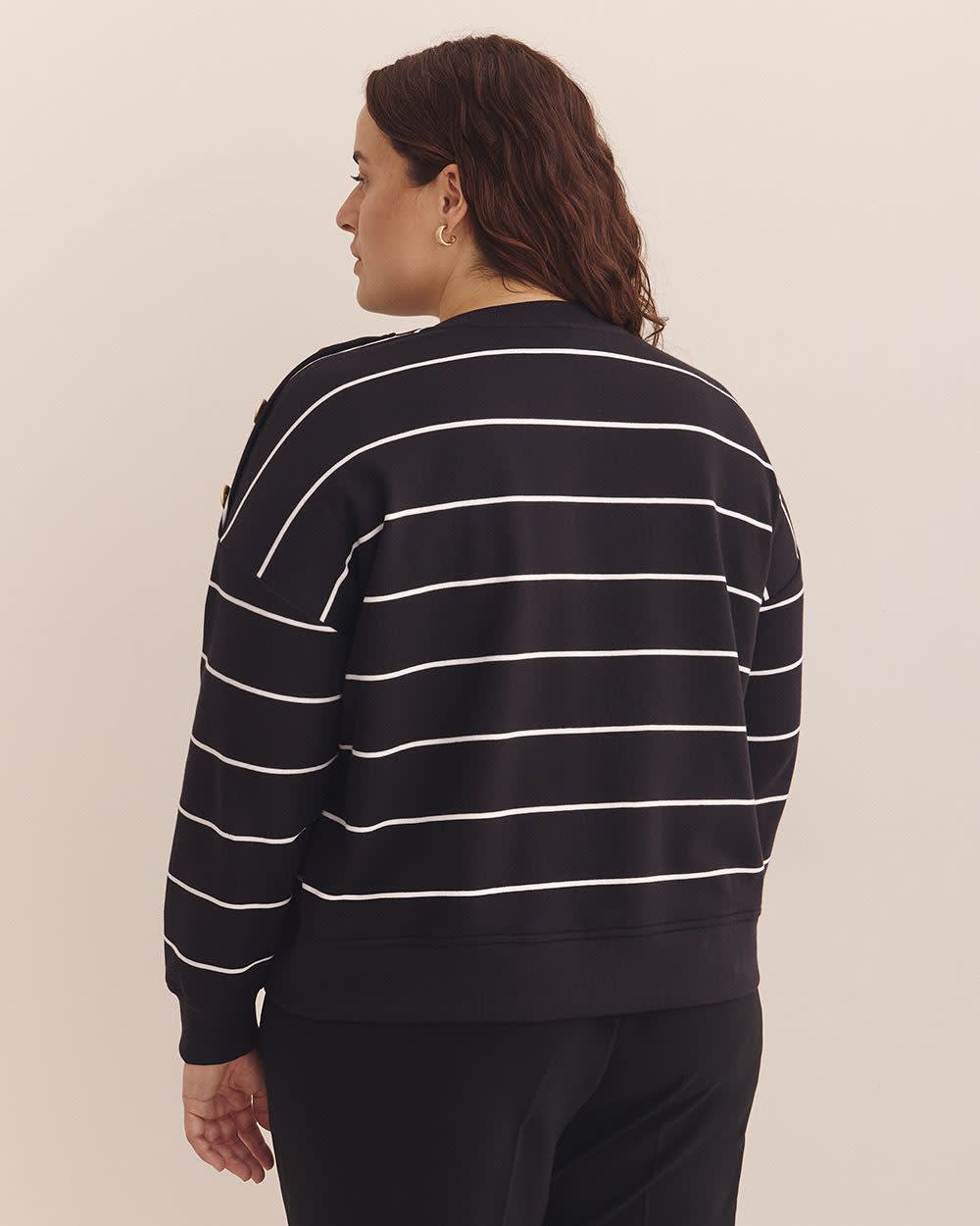 Dropped Shoulder Sweatshirt with Buttons