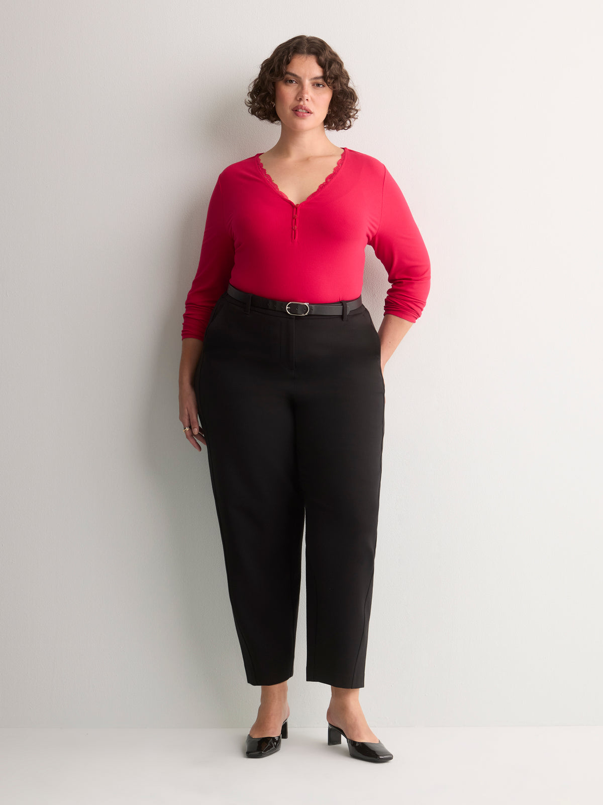 Responsible, Slight Swing Henley Rib Knit Top