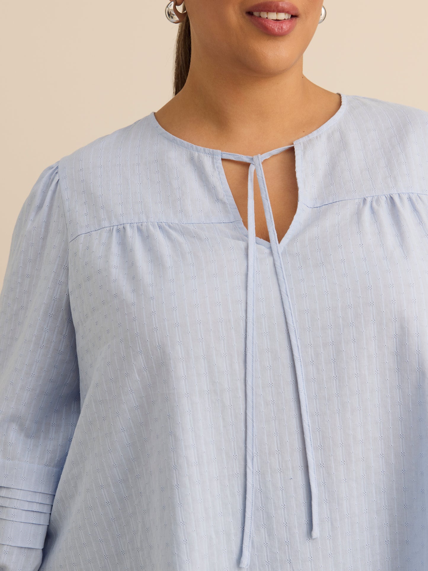 Cotton Blouse with Balloon Sleeves