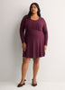 Ribbed Fit-and-Flare Crew-Neck Short Dress