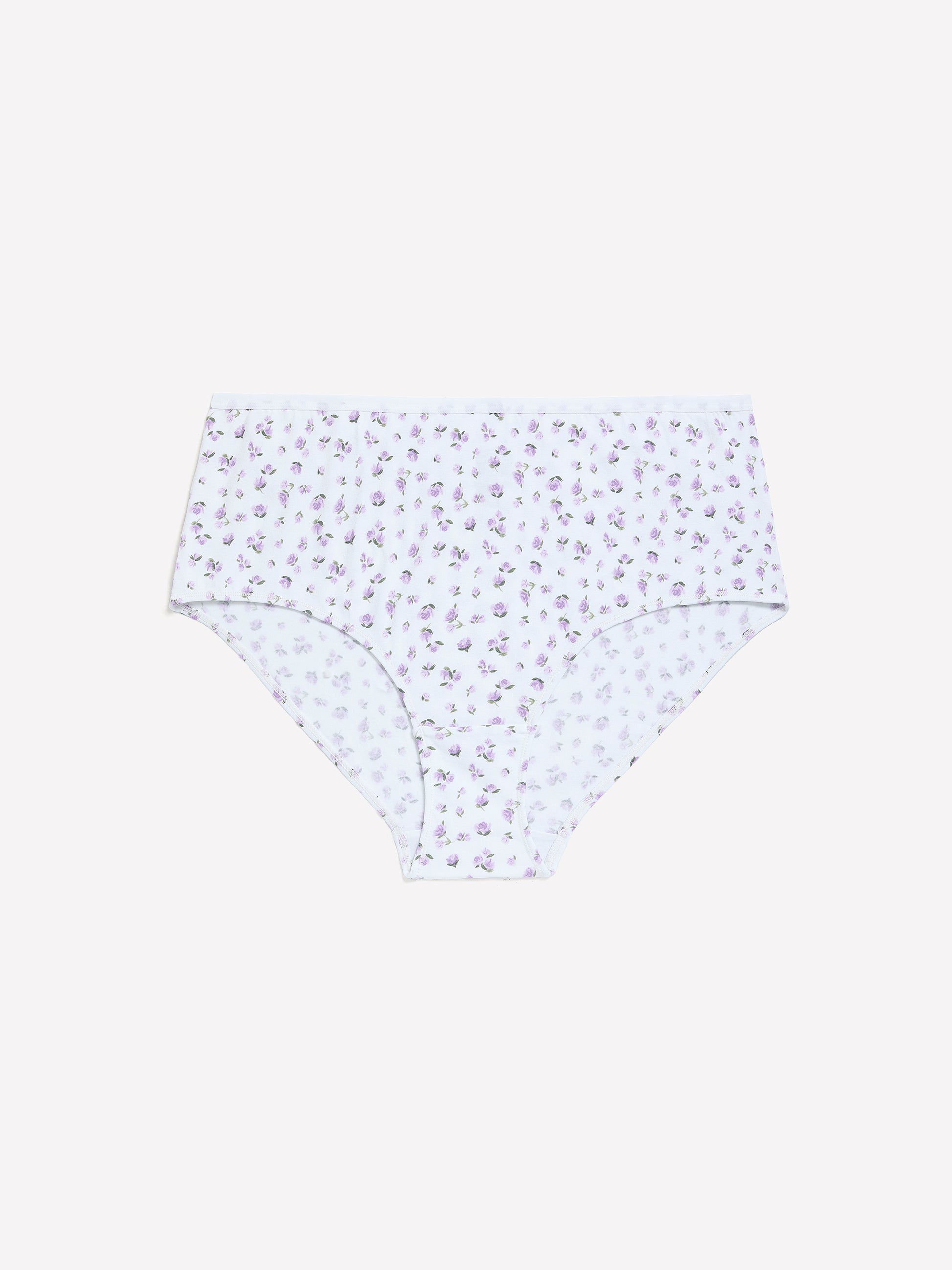 White Floral-Print Cotton Full Brief - ti Voglio