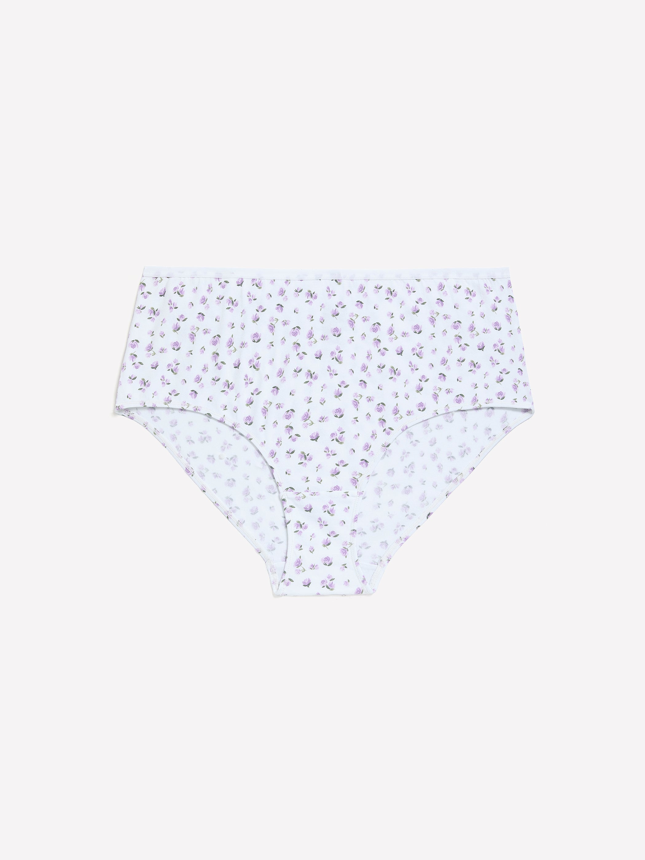 White Floral-Print Cotton Full Brief - ti Voglio