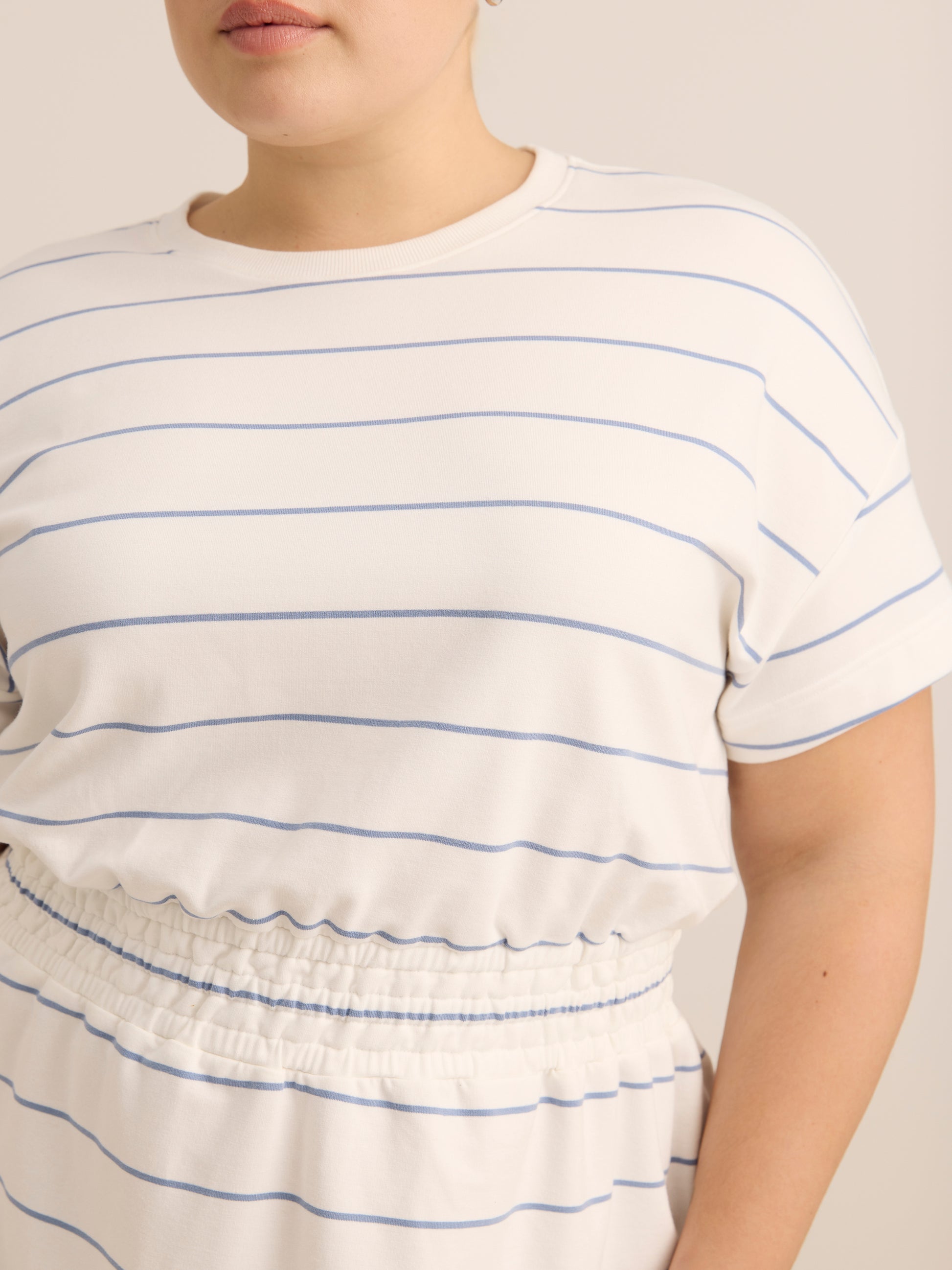 Short-Sleeve French Terry Dress with Elastic Waist - Active Zone