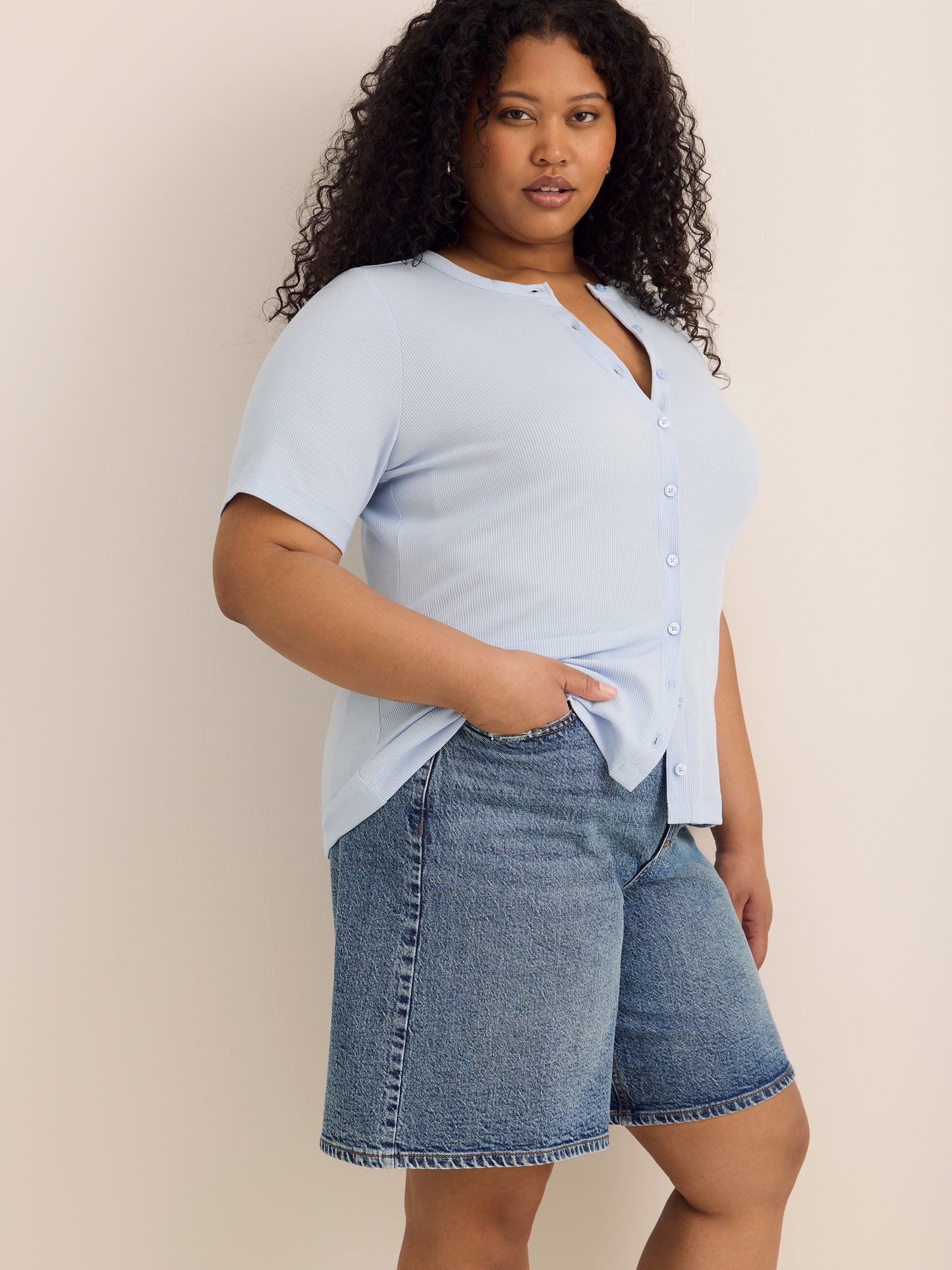 Classic-Fit High-Rise Denim Bermuda - d/C JEANS