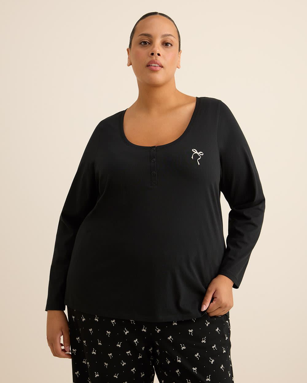 Haut de pyjama en tricot coupe moderne Penningtons – 100 % coton, détail nœud