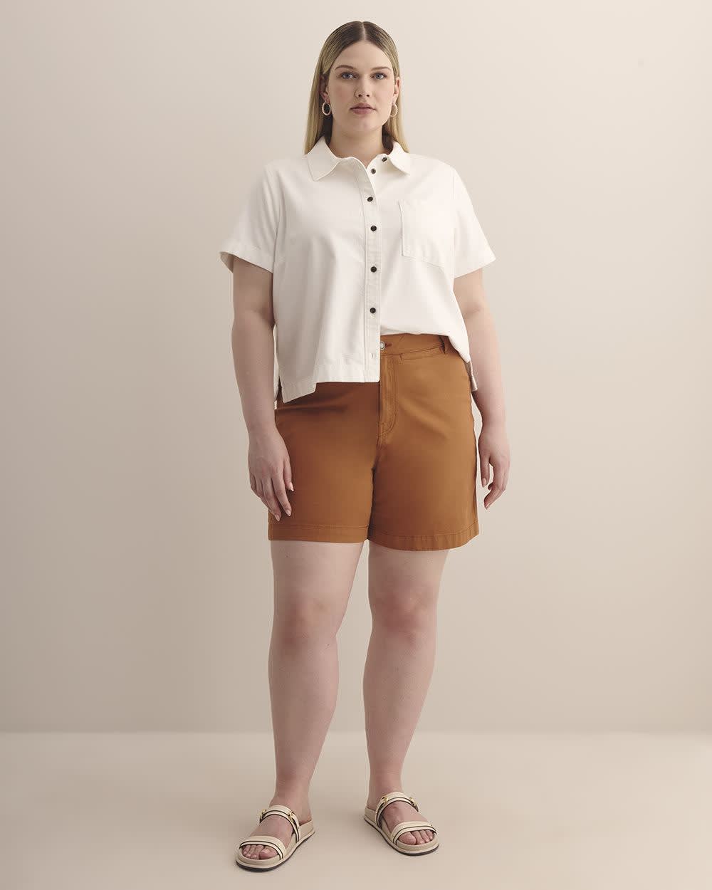Short en coton, coupe galbée