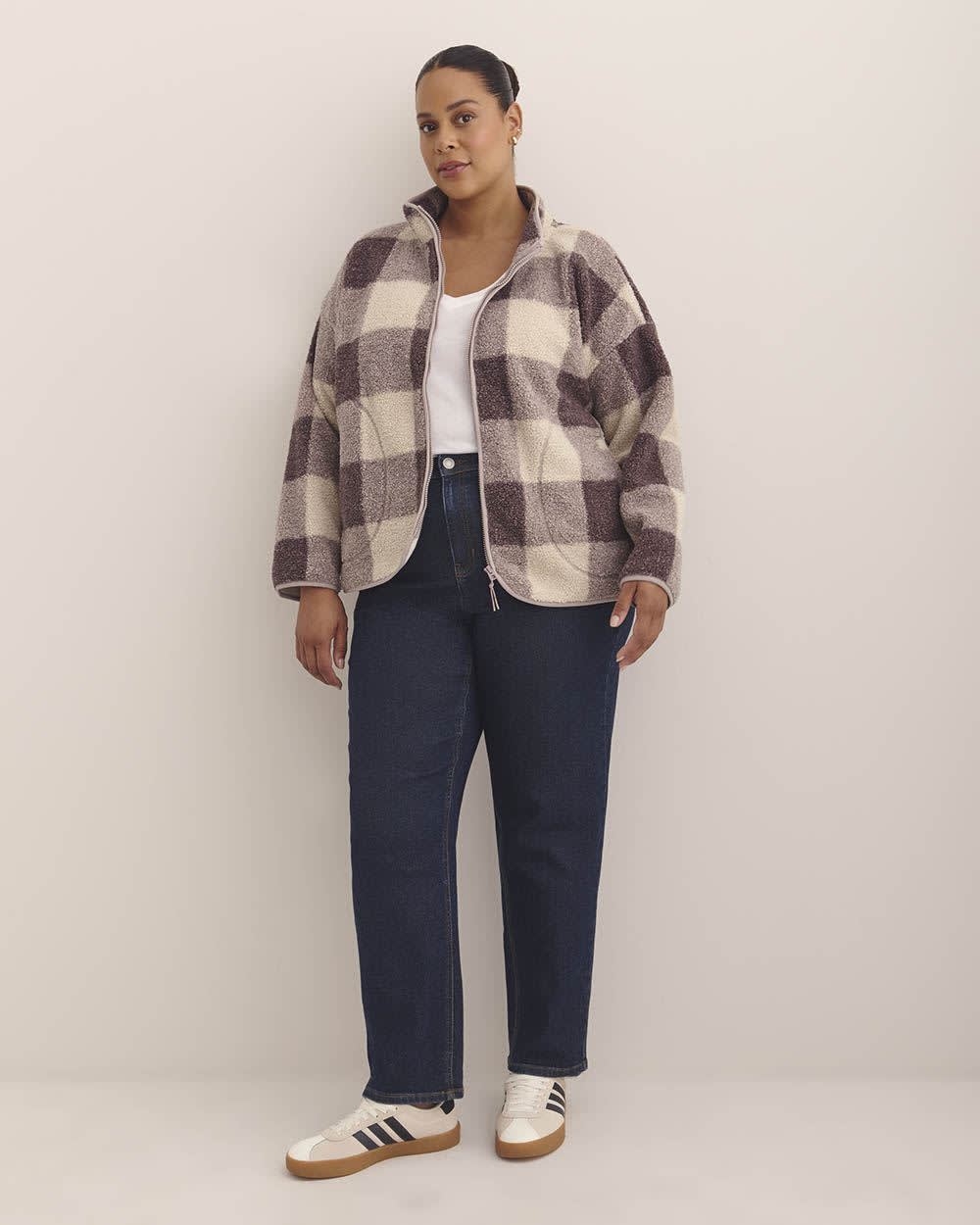 Manteau court en sherpa carreauté - Active Zone