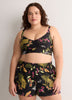 Black Floral Crop Bikini Top