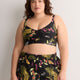 Black Floral Crop Bikini Top