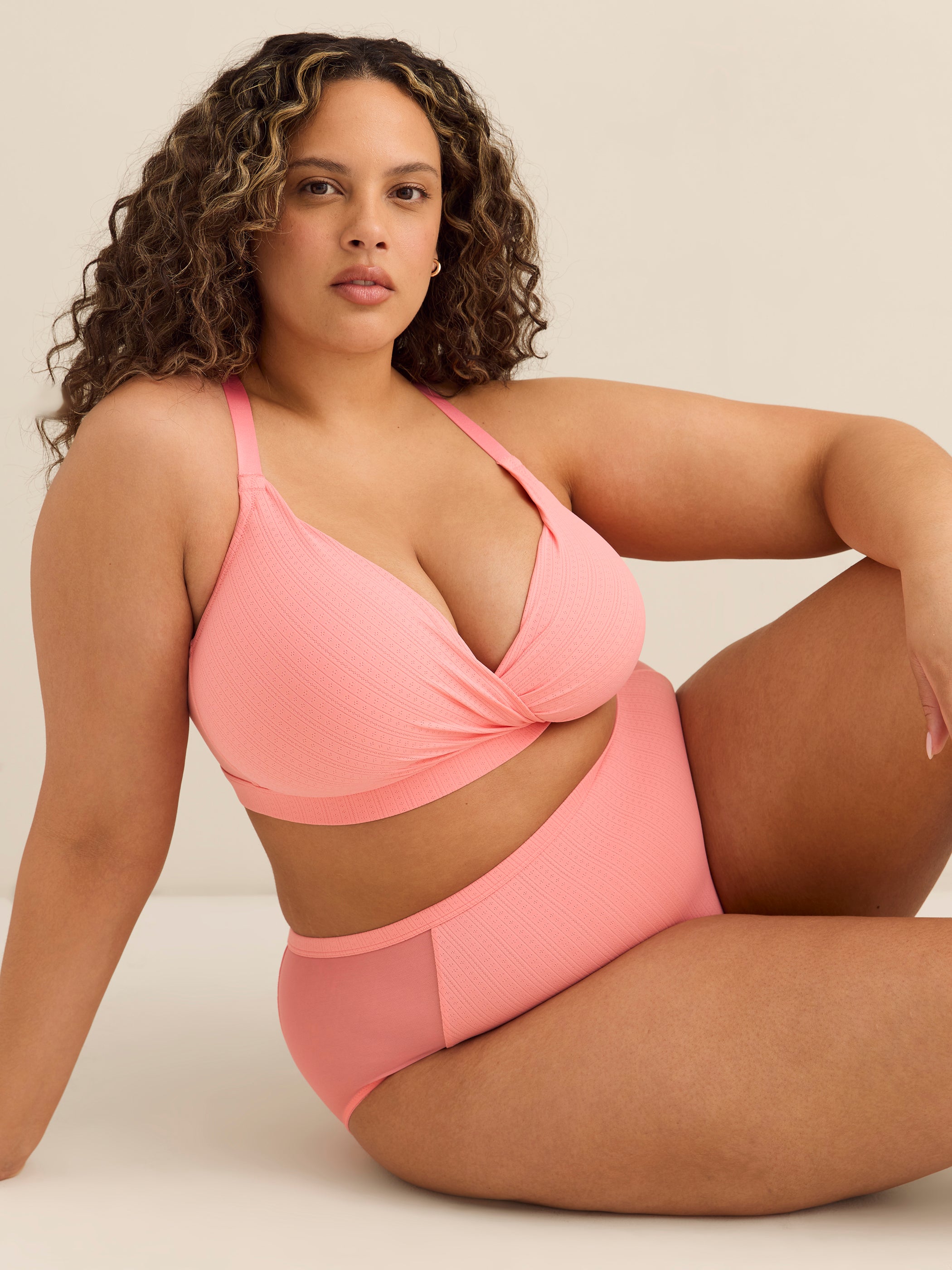 Pink Light-Control Pointelle Brief - Déesse Collection