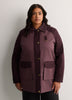 Long Two-Tone Barn Jacket with Corduroy Collar