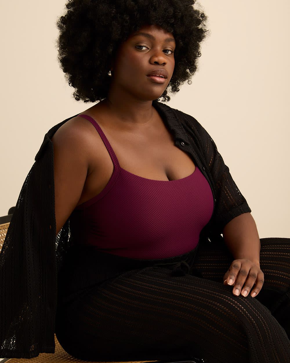 Black Crochet Wide-Leg Cover-Up Pant