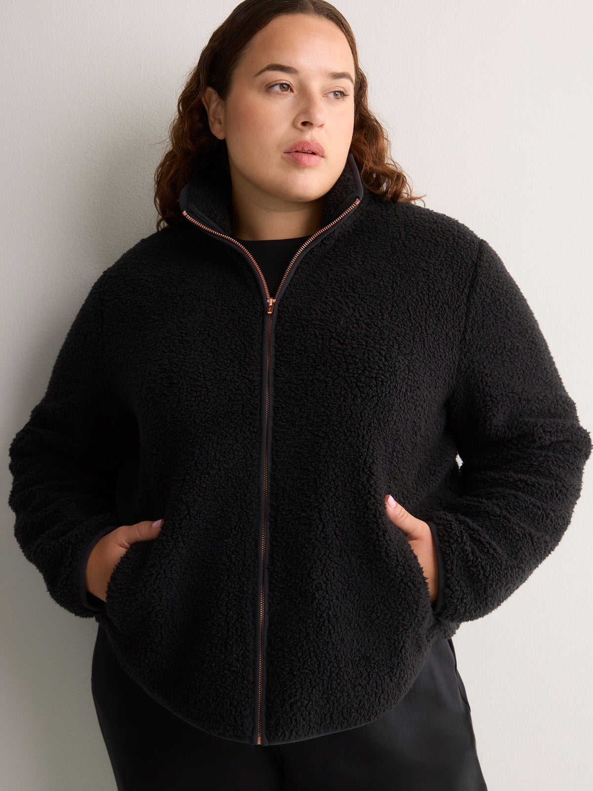 Mock-Neck Zip Sherpa Jacket - Skechers