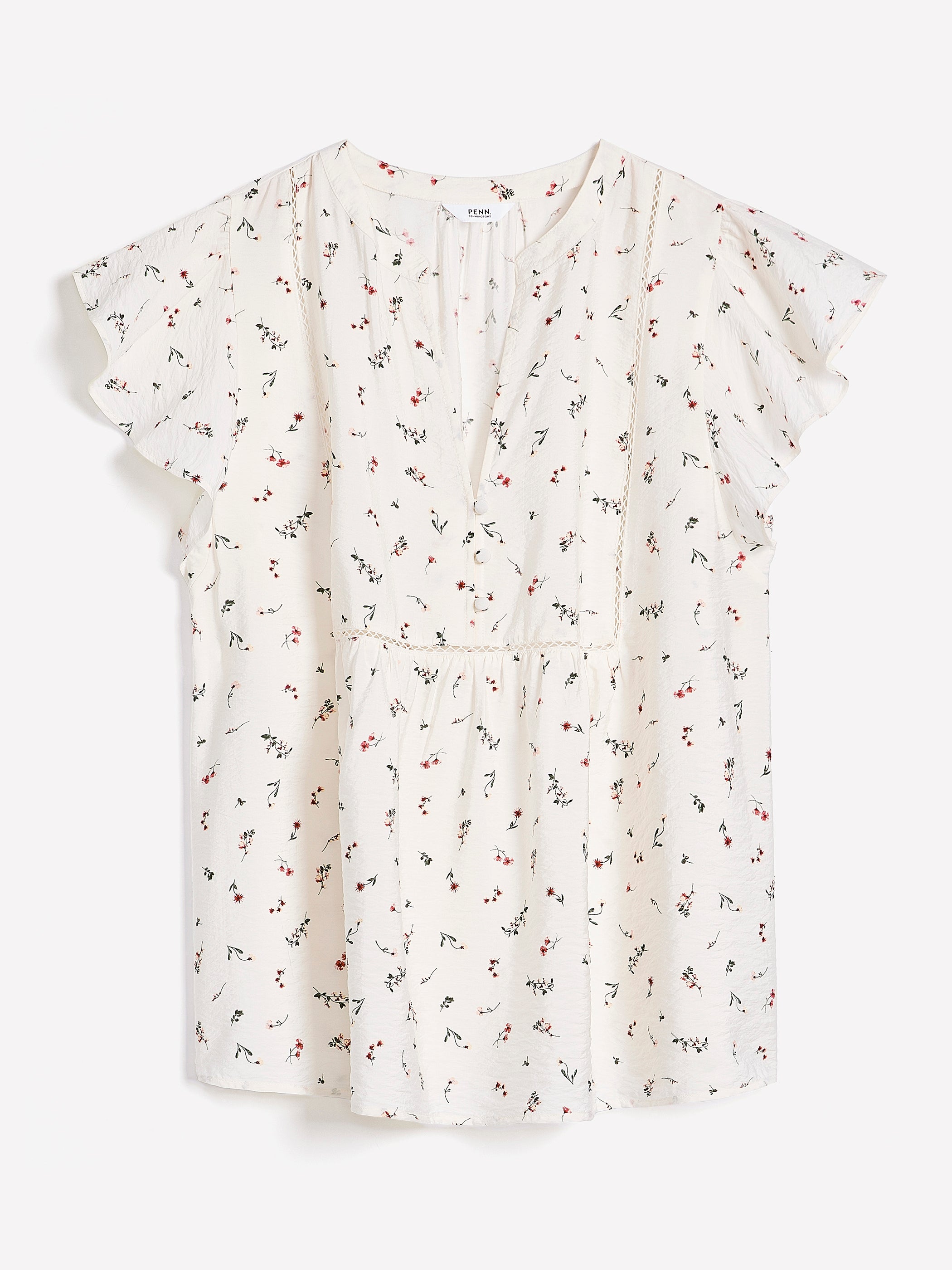 A-Line Blouse with Short Flutter Sleeves