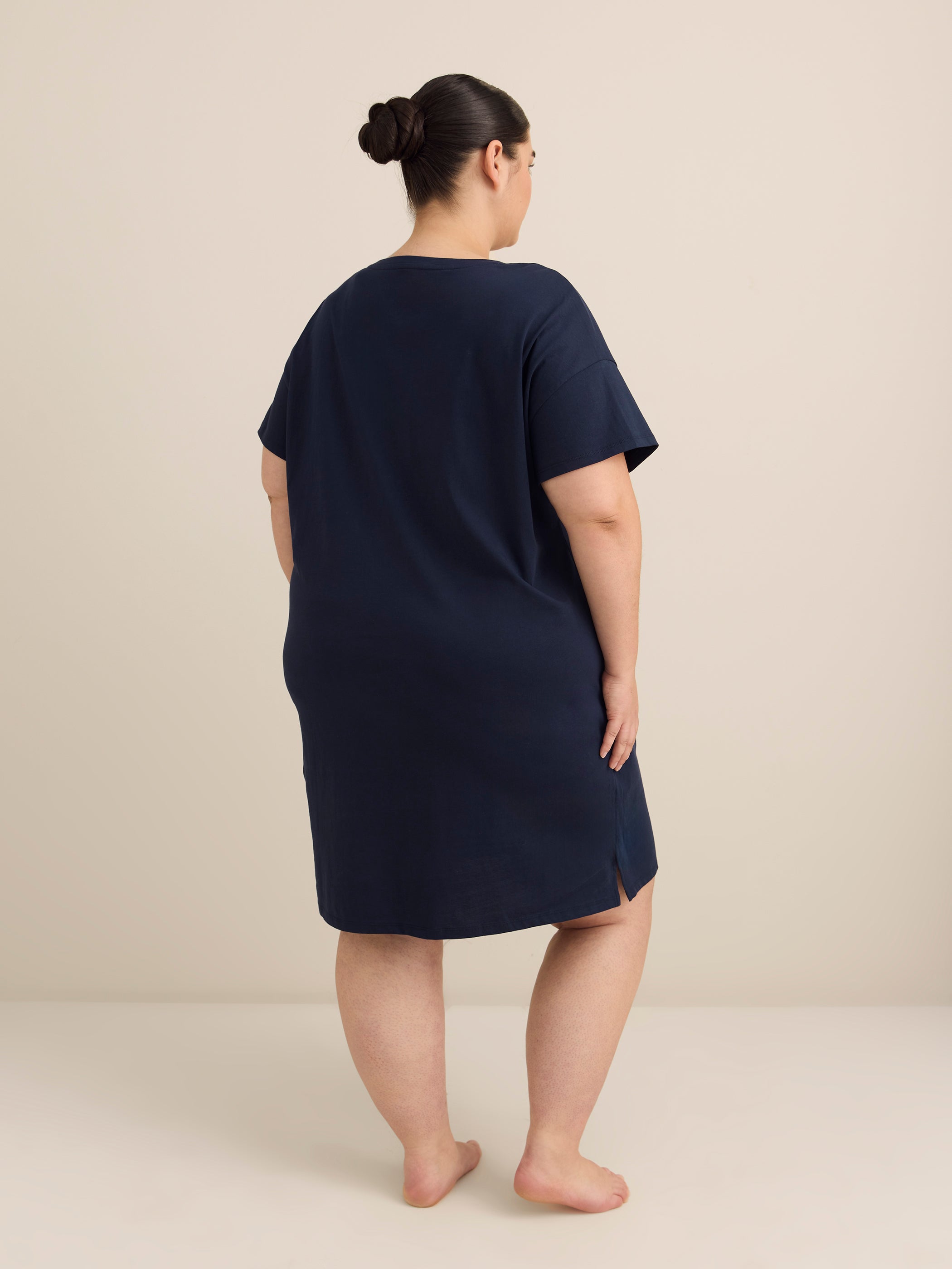 Black Short-Sleeve Sleepshirt with Ice Cream Placement Print - ti Voglio