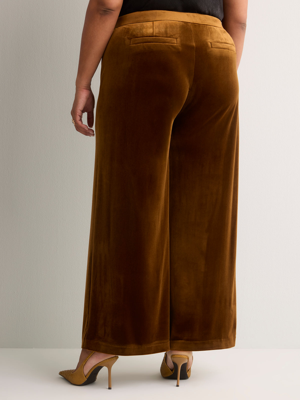 Golden Velvet Wide-Leg Pull-On Pant