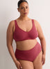 Wireless Red Ribbed Cotton Bra with Picot Trim - tiVOGLIO