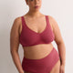 Wireless Red Ribbed Cotton Bra with Picot Trim - tiVOGLIO
