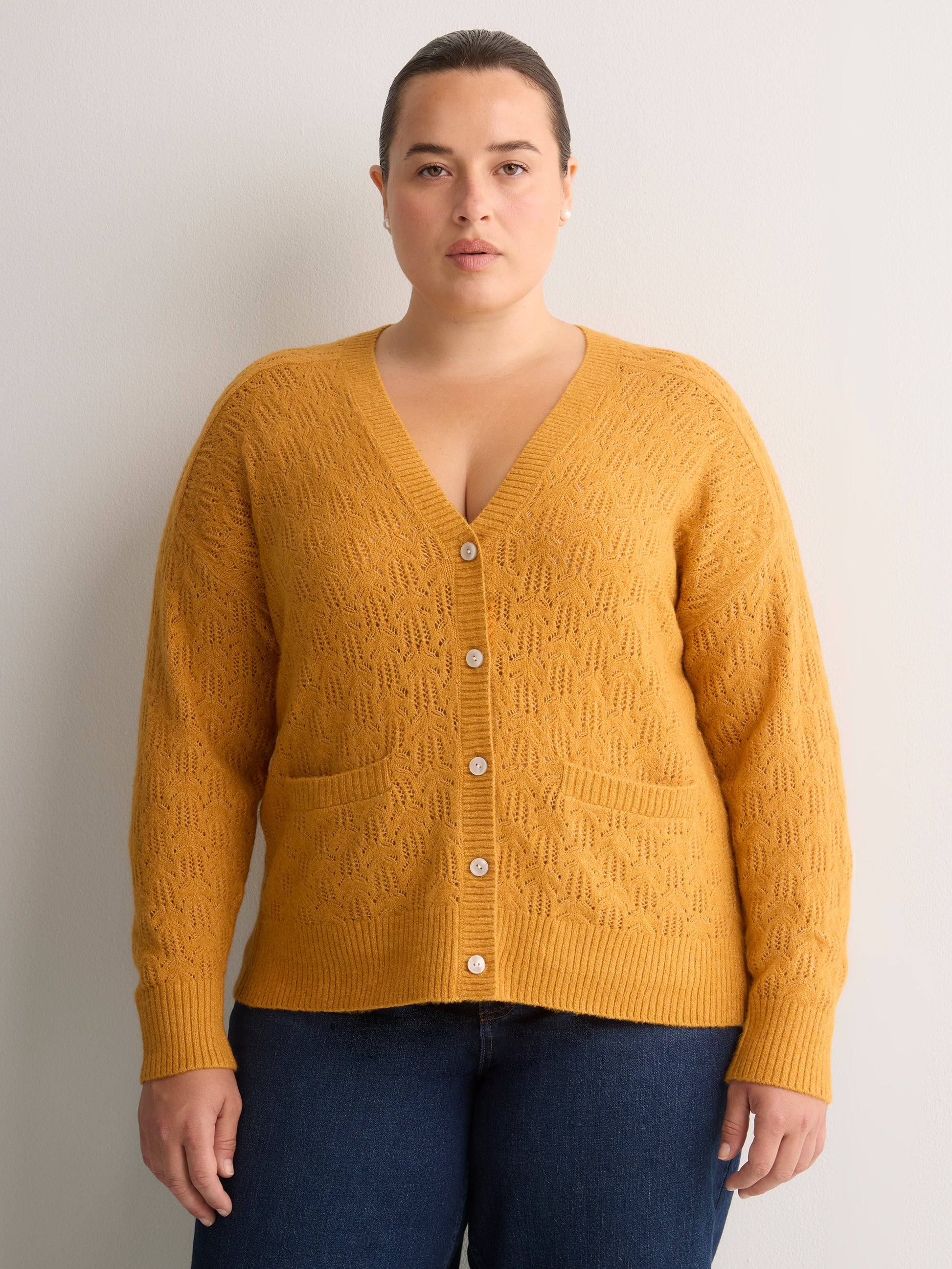 Loose Pointelle Knit Sweater Cardigan