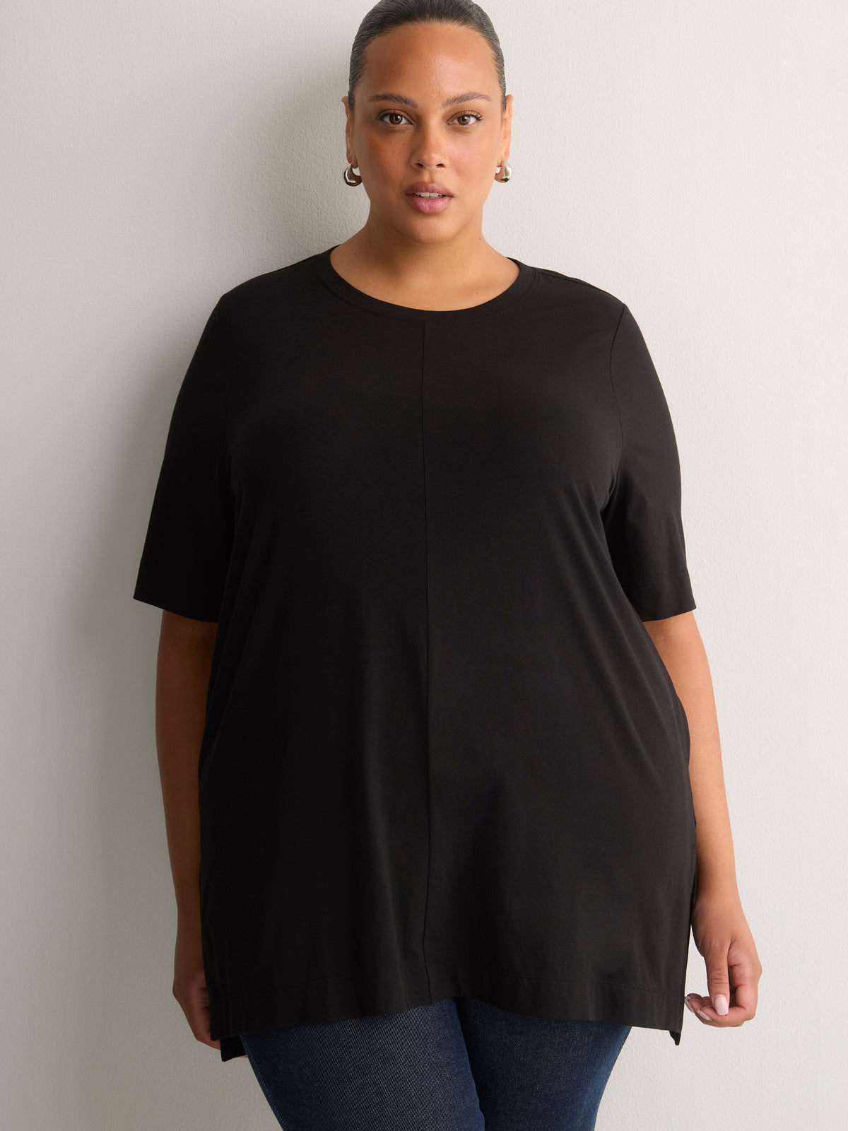 Responsible, Straight Cotton Knit Crew Neck Tunic