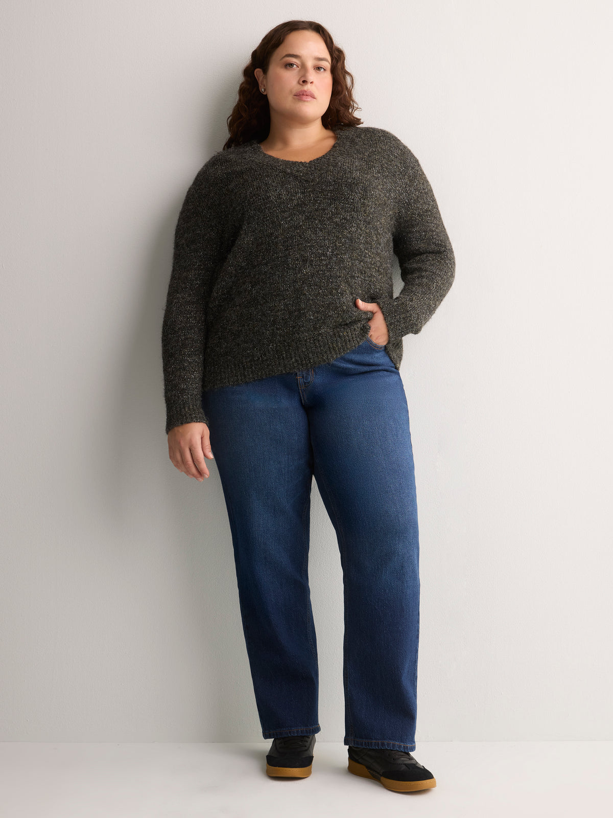 Loose Lurex V-Neck Sweater