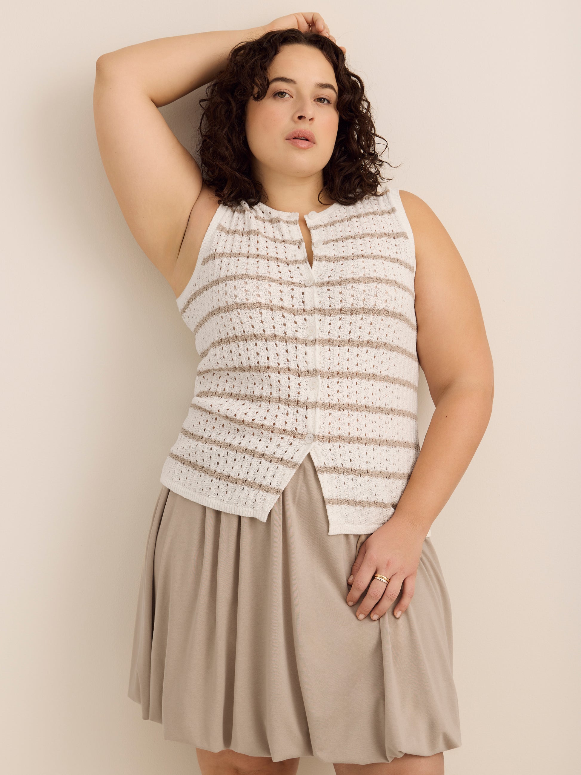 Buttoned-Down Sleeveless Sweater Vest