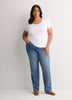 Ribbed Knit Fitted Short-Sleeve T-Shirt