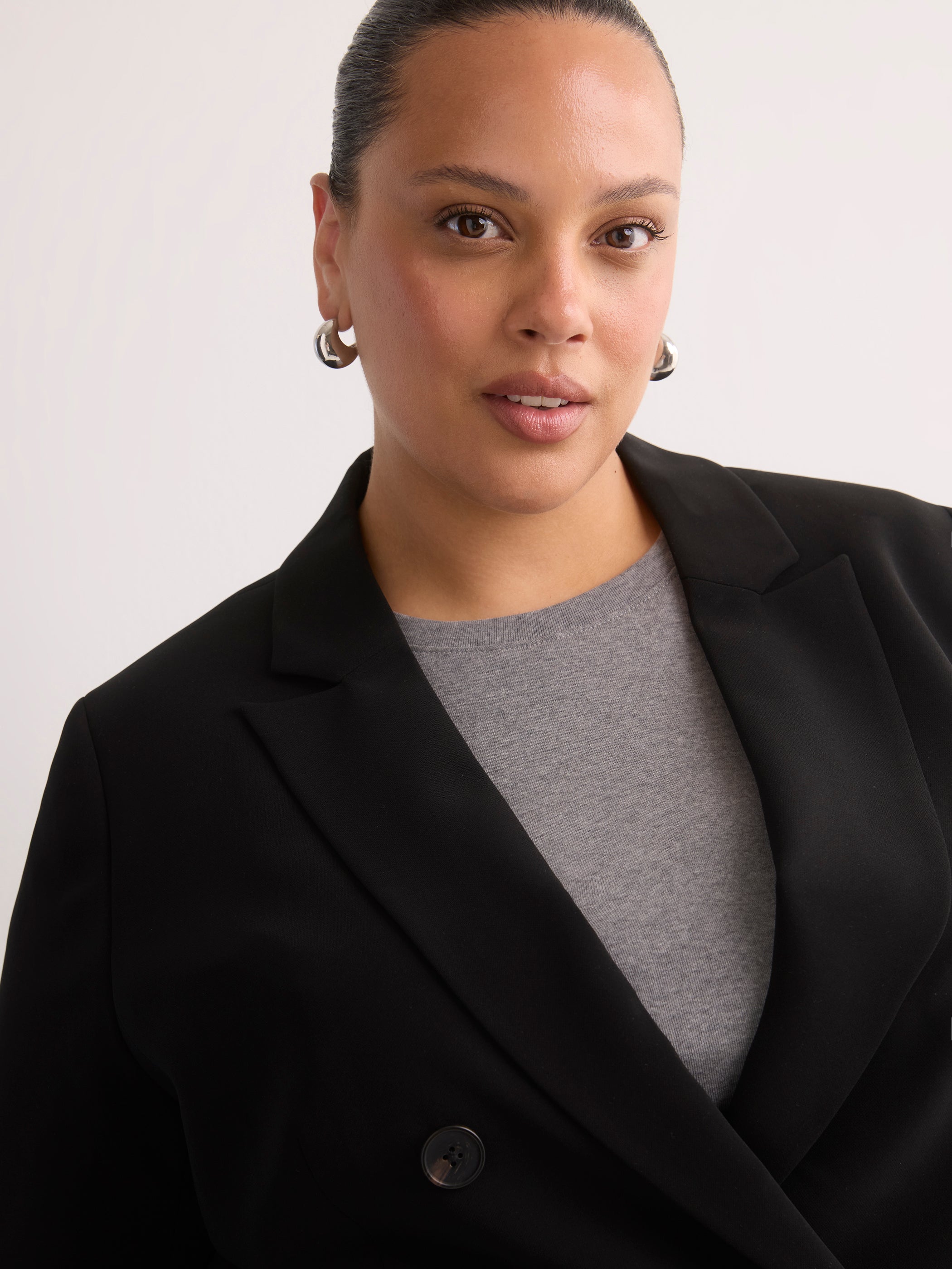 Black Double-Breasted City Blazer