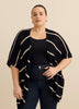 Black and White Striped Knit Open Cape
