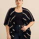 Black and White Striped Knit Open Cape