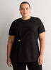 Fit and Flare Short-Sleeve Crew Neck Top with Jewel at Waist