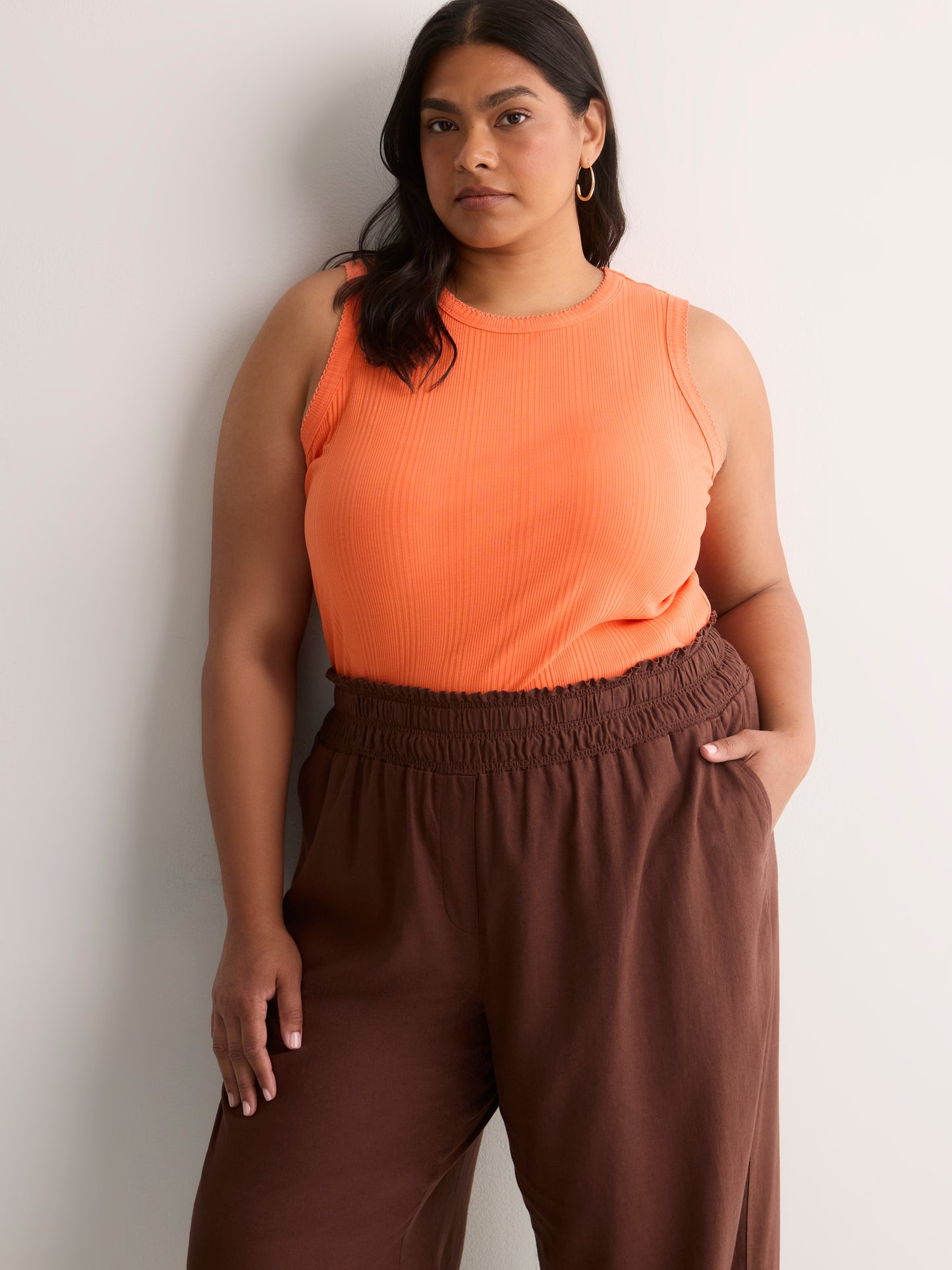 Ribbed Knit Fitted Tank Top