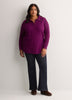 Loose Waffle Knit Tunic with Buttoned Collar