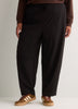 Black Workleisure Barrel-Leg Pull-On Pant