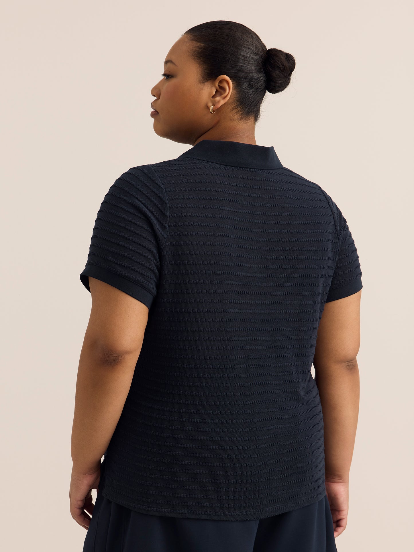 Short-Sleeve Crochet Knit Polo - Active Zone