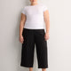 Woven Wide-Leg Slip-On Cropped Pant
